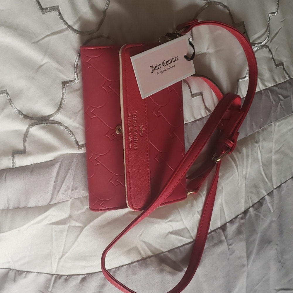 Red juicy couture purse with adjustable strap